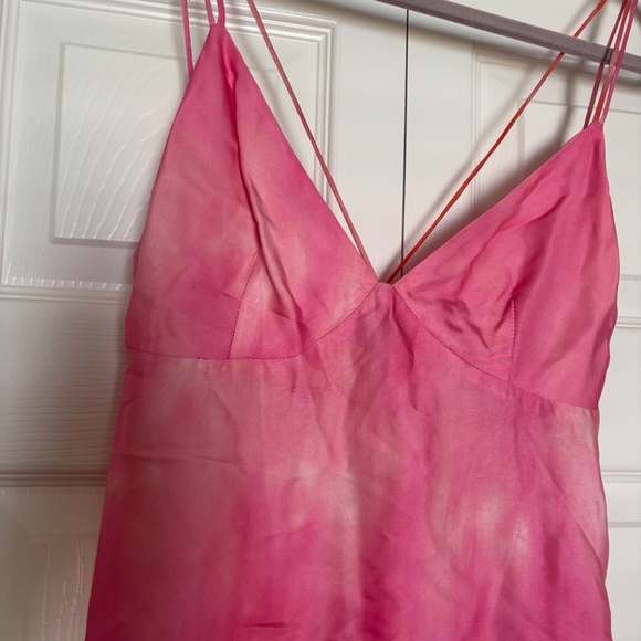 Zara Satin Tie Dye Pink & Orange Strappy Slip Dress - Picture 5 of 7